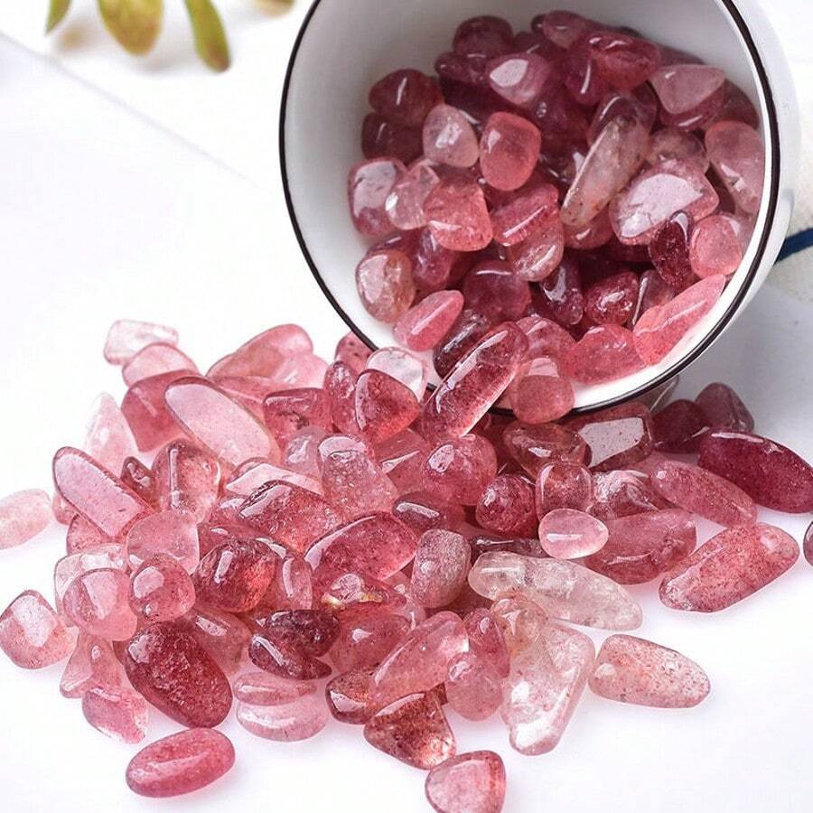 Pierres de quartz de fraise naturelles, puces pour la décoration maison DIY, cristaux de démagnetisation Feng Shui, remplissage de vase et de pot, substrat de petit aquarium, décoration de maison, décoration de chambre, vase à fleurs, vase en verre