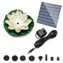 Solar Powered Lotus Fountain With 6 Interchangeable Nozzles - Vibrant Pink Lotus Design, Easy Installation, Multifunctional Bird Bath And Garden Pond Decor, Outdoor Decor, Solar Powered, Bird Bath, Suitable For Garden, Pond And Other Outdoor Areas