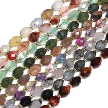 6*8 毫米刻面椭圆形宝石天然萤石蛋白石太阳石珠隔珠适用于珠宝制作 DIY 手链项链配件