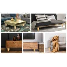 4 件装锥形家具腿，带五金件，实木沙发腿，适用于沙发、梳妆台、床 - 多功能木制替换脚，带金属安装板和螺丝 - 米色 - 查看 7