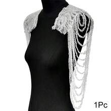 1 chiếc dây tua rua đính sequin trang trí vai/Phụ kiện thời trang cho váy cưới, áo choàng biểu diễn/Miếng vá thêu vàng, phụ kiện trang trí quần áo - Nhiều màu - Xem 9