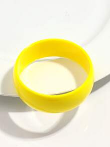 1pc Fashionable Fluorescent Resin Geometric Wide Bangle For Women, Suitable For Daily Wear And Gift