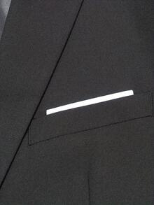 2 piezas Conjunto de traje de negocios para hombre, vestimenta formal para el lugar de trabajo, boda, ceremonia (Chaqueta + Pantalones) - Negro - Ver 4