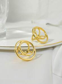 1 pieza Anillo decorativo de doble lazo de acero inoxidable de estilo minimalista, uso diario para mujeres, gran regalo para Año Nuevo, Día de la Madre, Acción de Gracias, Viajes, Fiesta