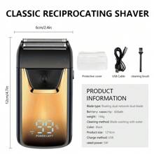 Hair Shaver Double Blades Shaver Electric Shaver Razor For Men Close Bald Head Barber Shaver Trimmer Cordless,Professional Rechargeable Shaver/Shaper,Ultra-Close Shave