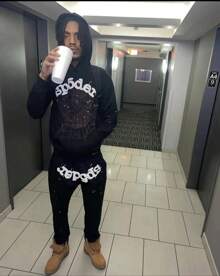 Men's Hip Hop Oversized Letter Printed Harajuku Retro Big Size Hoodies Hoodie Long Sleeve And Pants Set Joint Set For Men And Women 2PC