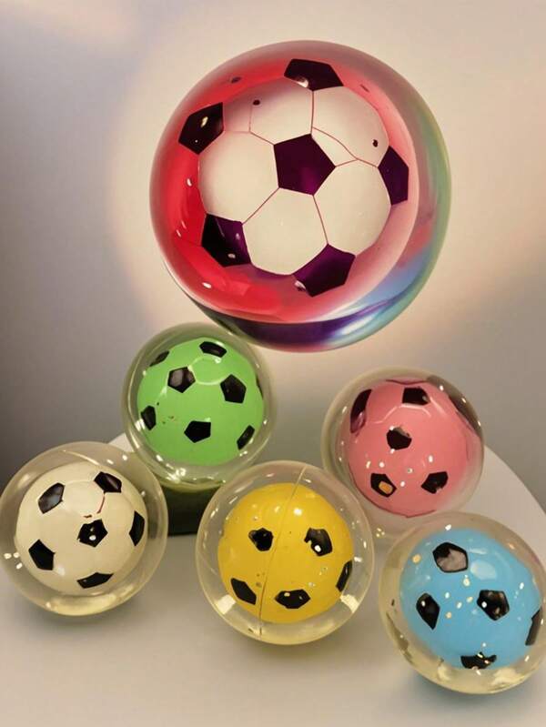45MM Multicolor Led Bouncy Ball Rubber Flash Solid Bouncy Ball Vent World Cup Football Printing Pattern Organic Silicone Rubber Material Bouncy Big Light Up Long Duration For Holiday Gifts