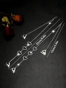 2 件/对可调节水晶心形胸罩肩带饰品，女士胸罩肩链配饰 - 彩色 - 查看 7