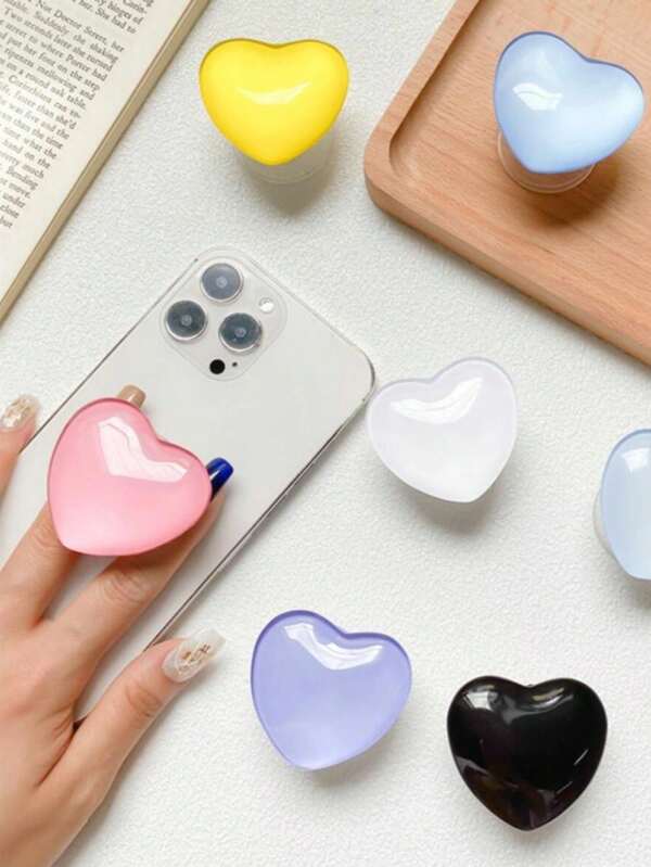 1/2Pcs Ins Candy Color Glass Love Crystal Ball Cell Phone Push-Pull Holder Slouchy Desktop Support Retractable Sticky Cell Phone Holder Prevent Loss And Falling Suitable For Any Phone Model Compatible With IPhone, Android Phone, Gift For Birthday, Family, Friends Push-Pull Phone Grip, Phone Accessories