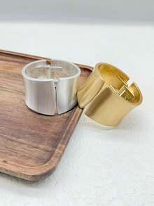 1 Piece Minimalist Chic Elegant Vintage Style Metal Spring Clasp Bangle Bracelet Varnish Plating - 金色 - 查看 5