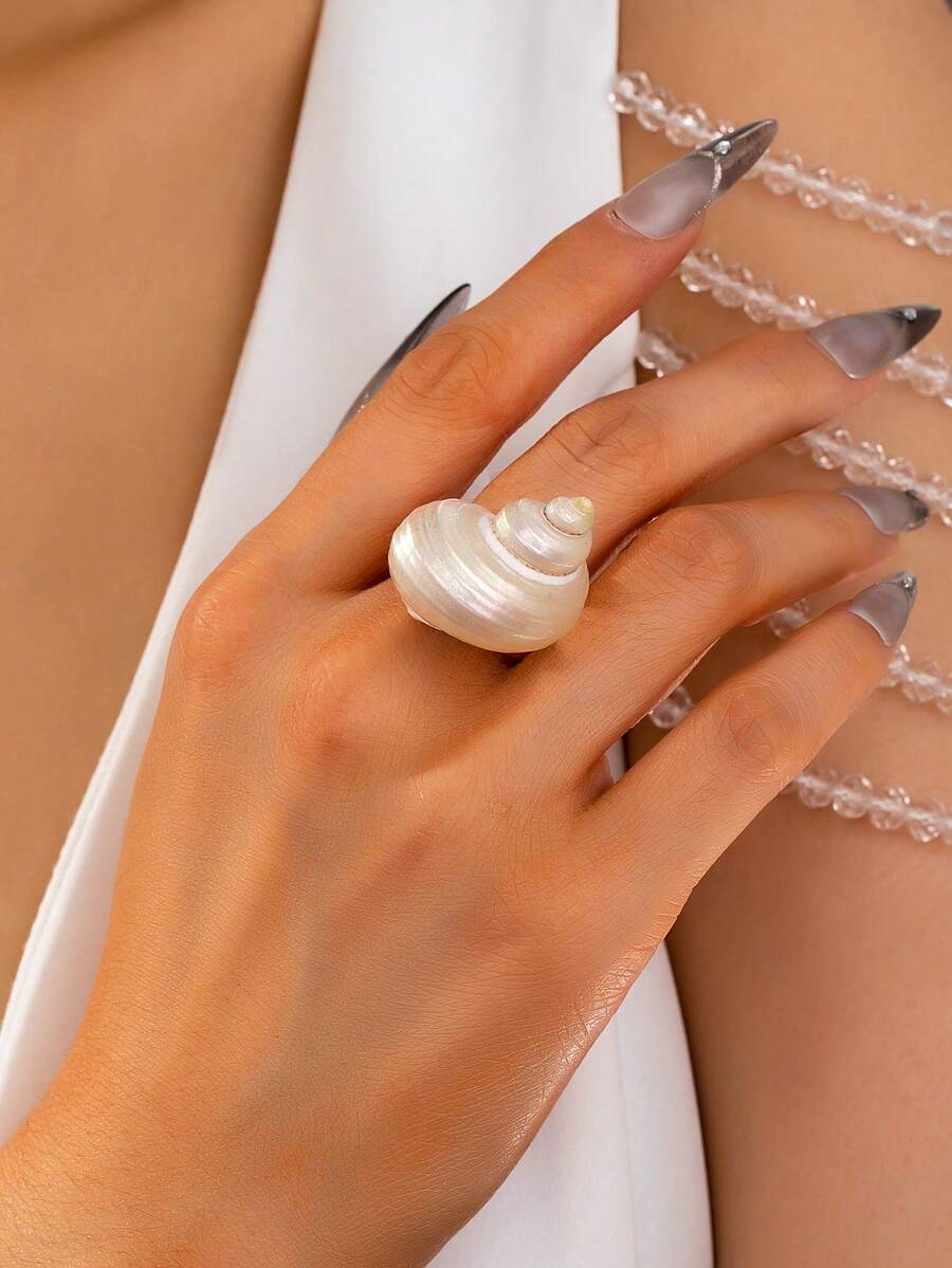 1pc Shell Ring Jewelry, Seashell Ring For Women, Summer - Multicolor - View 1