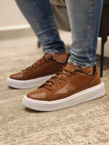 Men's Sneakers High Sole Minimalist Casual Modern Man Sneakers - Rust Brown - View 1