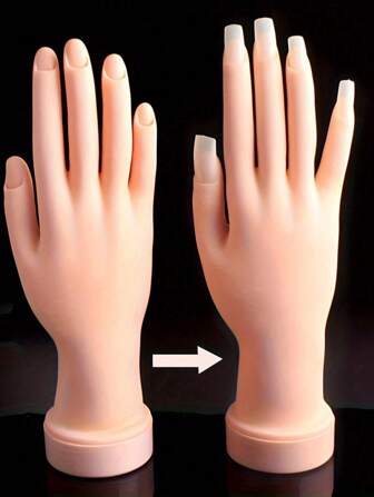 1件手指弯曲美甲练习，假手练习，假手弯曲美甲训练，假手弯曲假手模型，右手美甲辅助工具，美甲练习工具