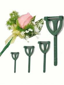 10pcs Handmade Triangle Lapel Pins DIY Accessories, Wedding Boutonniere Flower Clips - Multicolor - View 2