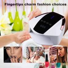 Lámpara UV recargable de 96 W con 2 limas de uñas, lámpara LED inalámbrica con asa portátil, lámpara UV de curado profesional para esmalte de uñas en gel, sensor infrarrojo automático y 4 temporizadores, batería de litio integrada de 15600 mAh, 3 horas de carga, 10 horas de uso.