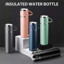 Stainless Steel Thermo Bottle Vacuum Insulated Flask With Cup For Coffee Tea - Pink - View 2