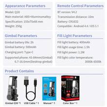 AXNEN Stabilisateur cardan mode de prise de vue à poursuite de rotation à 360 degrés Selfie Stick trépied compatible avec les smartphones iPhone, téléphone portable pour photoraphie en direct