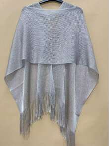 1pc Women's Fashionable & Versatile Knit Shawl Collar Poncho, Comfortable, Breathable, Suitable For Sun Protection In Spring/Summer, Can Be Worn In Multiple Occasions - Multicolor - View 19