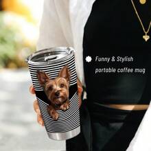كوب مقاوم للحرارة من الفولاذ المقاوم للصدأ 20 أونصة مزين بتصميم كسول باليوجا مع عبارة "لا تستعجل كن سعيدًا"، كوب قهوة سفر هدية للنساء والبنات لمناسبات عيد الميلاد والمدرسة