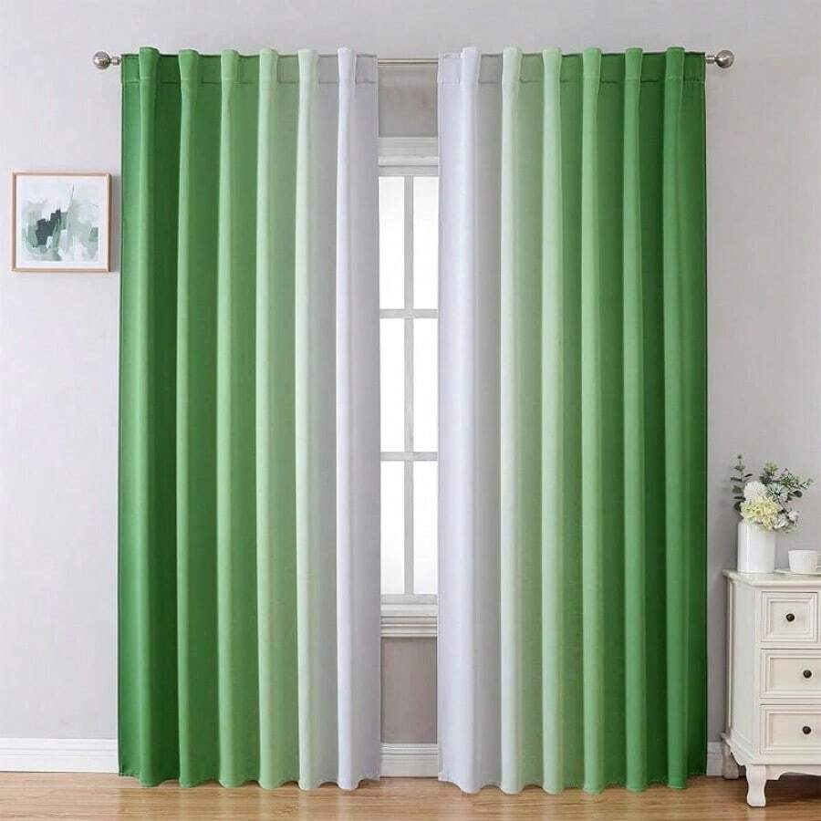 MIUCO Blackout Curtains & Drapes For Bedroom Living Room 84 Inches Long Purple And White Room Darkening Ombre Curtains Rod Pocket & Back Tab Curtains Thermal Insulated Light Blocking 2 Panels Set-FUNALING - 綠色 - 查看 1