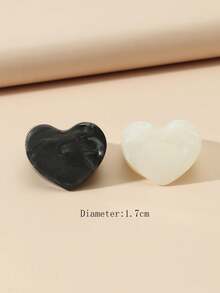 2pcs/Set Black & White Heart Shaped Resin Rings - White+Black - View 3