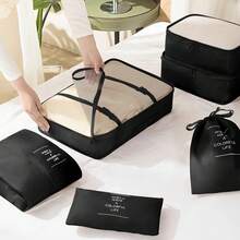 7pcs Travel Packing Cubes Luggage Organizer Bags Set, Portable Suitcase Clothes Shoes Storage Bags, School Supplies - Multicolor - View 9
