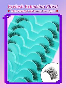 10 Pairs Short Transparent Stem Eyelashes, 3D Faux Mink False Eyelashes Natural Look Lash Extension, Suitable For Girl's Daily Life And Date Wear