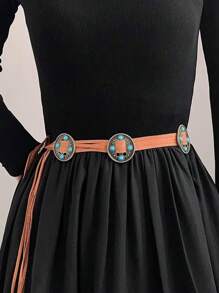 1pc Plain Retro Canvas Belt, Vintage Decorative High-End Tassel Waist Rope For Dresses, Versatile All Season Accessory With Ins Vibe