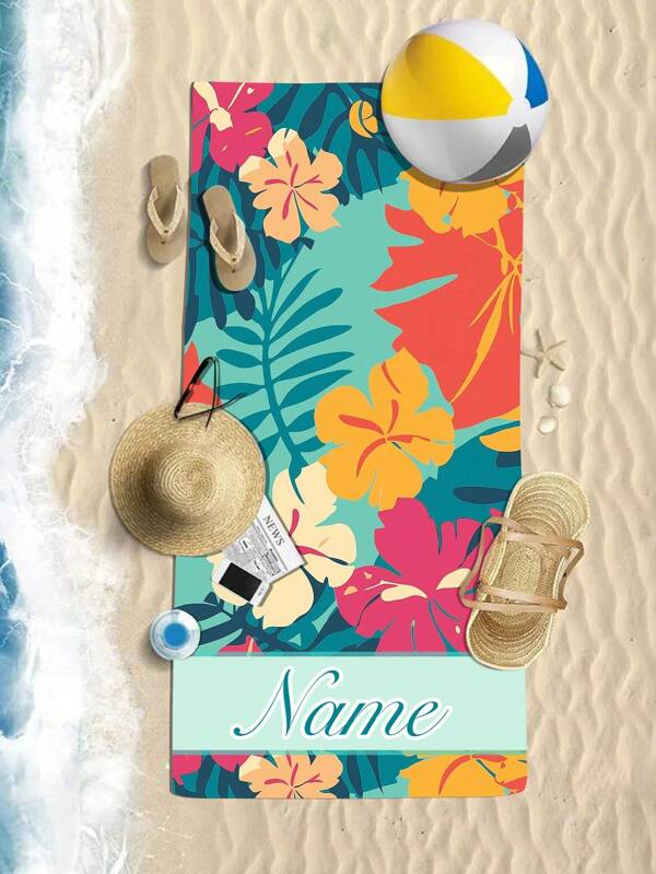 Toallas de playa personalizadas con nombres, toallas de playa personalizadas, toallas monogramadas, toallas de playa de microfibra - suaves y ligeras - absorbentes, secado rápido, sin arena - perfectas para la playa, piscina, viajes, campamento, yoga. Toallas de playa extra grandes - con bolsa de viaje a juego - grande - flores hawaianas verano vacaciones decoración de baño, multifuncional, ornamental, reutilizable, exquisita, elegante, de alta calidad, colorida, moderna, personalizada, única, regalos ideales para él, regalos ideales para ella, novio, papá, novia, mamá, familia, amigos, salón de té, hogar, jardín, oficina, para aniversarios, para el día de San Valentín, para el día de la madre, para cumpleaños, para el día del padre, para graduación, para bodas, para inauguración de la casa