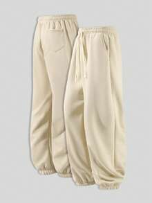 Women's Outdoor Sports Solid Color Versatile Casual Pants, Narrow Trouser Leg Design, Waist Drawstring Adjustment, Suitable For Fitness Exercise, Outdoor Sports Or Home Travel, As A Gift For Leisure Holidays - 卡其色 - 查看 2