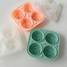 1pc 4-Grid Rose Ice Cube Mold, Home Ice Maker, Ice Storage Ice Box 5.5"X5.5"
