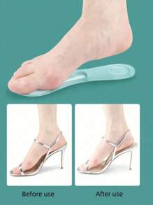 1 Pair Self-Adhesive Adjustable 3/4 Length Shock-Absorbing Anti-Slip Insoles, Suitable For Women's High Heels, Sandals, Heels, Wedges