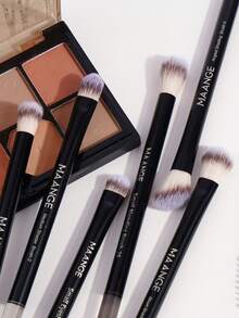 MAANGE 18Pcs Professional Aluminum Tube Eye Makeup Brushes With Velvet Bag,Soft Smudge Brush Concealer Brush Highlight Brush Foundation Brush Contour Brush Eyeshadow Brush Shadow Brush Blending Brush Eyebrow&Eyelash Brush,Makeup Tools With Soft Fiber And Skin Friendly For Easy Carrying,Brush For Travel,Gifts For Women&Girls - 黑色 - 查看 6