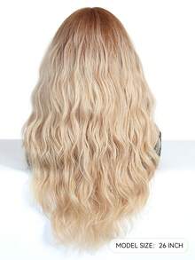26 英寸金色假发长卷发渐变金色假发带刘海女士日常派对角色扮演假发音乐节时尚假发复活节礼物 - 漸變金色 - 查看 7
