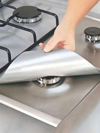 4pcs Gas Stove Protector, Heat-Resistant Pad Reusable Burner Cover, Kitchen Pad Lining Top Protector Cleaning Pad