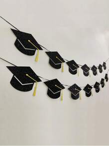 14pcs/Set New Graduation Tasseled Doctorate Cap Garland, Suitable For Graduation Party Decoration, Add Graduation Atmosphere With Exquisite Bunting