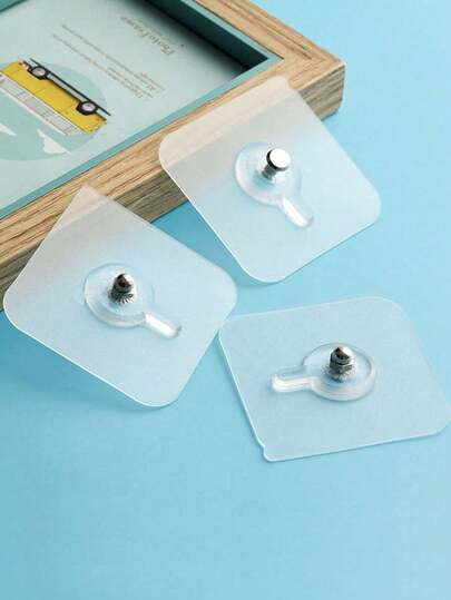 1/3/5/10pcs No-Drill Adhesive Wall-Mounted Picture Frame Holders, No Damage To Wall, Sturdy, Suitable For Kitchen And Bathroom