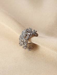 1pc Sweet & Cool Cubic Zirconia Hollow C-Shape Ear Clip, Girls No Piercing Ear Cuff, Fashion Personalized Minimalist Design Earring For Daily Wear, Birthday Gift - Silver - View 8