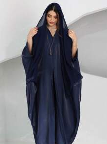 1 pieza Nuevo vestido abaya holgado de satén brillante para mujer, elegante vestido musulmán de manga larga para fiestas, cumpleaños, Kaftán modesto