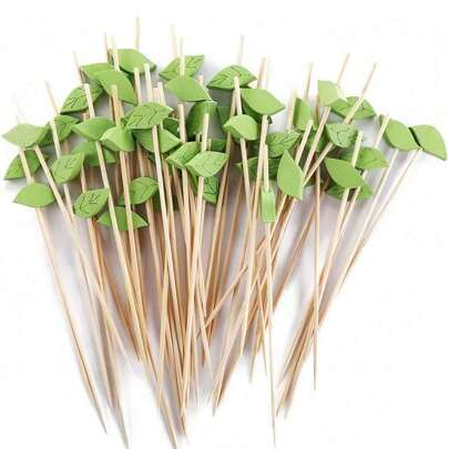 100/50/20 piezas Palillos de cóctel de bambú - Elegantes palillos para aperitivos, pinchos de comida decorados de colores para fiestas, tablas de charcutería y presentación creativa de alimentos, herramientas para aperitivos | Decoración para exhibición de comida | Diseño elegante