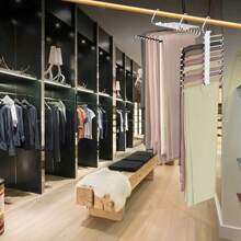 1 pezzo di appendiabiti salva-spazio a 9 strati in metallo, organizer per armadio in acciaio inossidabile a forma di S antiscivolo con ganci per leggings e pantaloni, accessorio per armadio | Appendiabiti stabile per indumenti | Appendini robusti in metallo