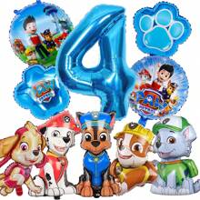 Paw Patrol Latex Balloon Foil Number Balloons Birthday Party Decorations, Happy Birthday Balloon Combination Perfect For Birthday Adult Gift Party Wall Decorative Balloon Set