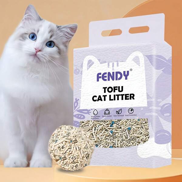 Areia para gatos de tofu à base de plantas de 7L, sem poeira, aglomerante, controle de odores, 2,4 kg por saco