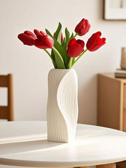 1pc Unbreakable PP Material Flower Vase, Floral, Home Living Room, Tafel ation, Meubel Piece, Girlfriend, Mother's Day Room Glass Vase view 2
