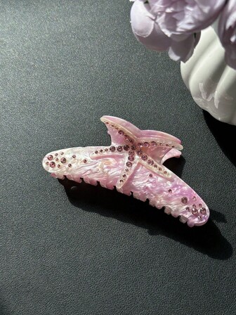 1 st hårspänne i kristallformad sjöstjärna för kvinnor, hårspänne i acetat, hårspänne i akryl, mångsidig för fest, dejt, vardagsbruk, sött djurformat hårspänne, hårspänne i acetat, hårspänne i strass-stil