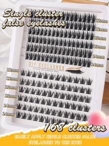 168Clusters False Eyelashes Natural Suitable For DIY Home Use Suitable For Gifts/Self-Use, Suitable For Beginners/Professionals, Suitable For Daily, Party, Stage, Evening Makeup, Suitable For Women's Day/Valentine's Day/Music Festival/Christmas/Christmas Eve/Thanksgiving Gift