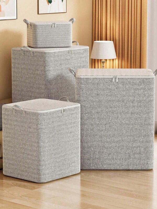 قطعة واحدة، حقيبة تخزين كبيرة السعة مستطيلة الشكل والحديثة مصنوعة من القماش، متينة، متعددة الأغراض، غير مضادة للماء، منظمة للخزانة في غرفة النوم والمنزل ومناسبة للانتقال، سهلة الاستخدام، توفر المساحة، وقابلة للطي