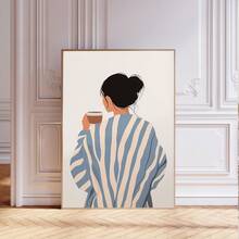 1PC, Canvas Hanging Picture, Framed, Easy To Hang, Wall Arts, Posters, Modern, Contemporary Stripe Wall Art, Abstract Feminine Decor, Morning Coffee Prints, Stripe Prints, Minimalist Portrait Posters, Eclectic Fine Art, Home Decor, Room Decor, Dining Room, Kitchen, Bathroom, Dormitory Decor - Multicolor - View 6