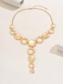 1pc Fashionable Geometric Y-Shaped Long Metallic European And American Exaggerated Personalized Long Necklace