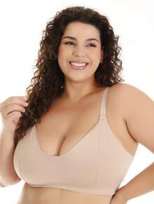 Plus Size Bra, No Pads, Reinforced Straps, Comfort Premium. - Màu be - Xem 4
